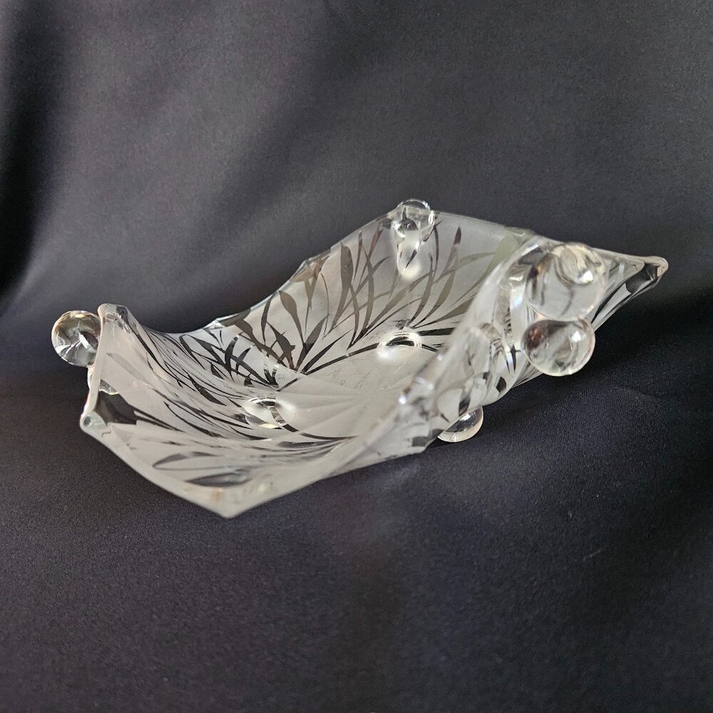 Fenton San Toy Art Glass Acid Etching Frosted  Footed Bowl